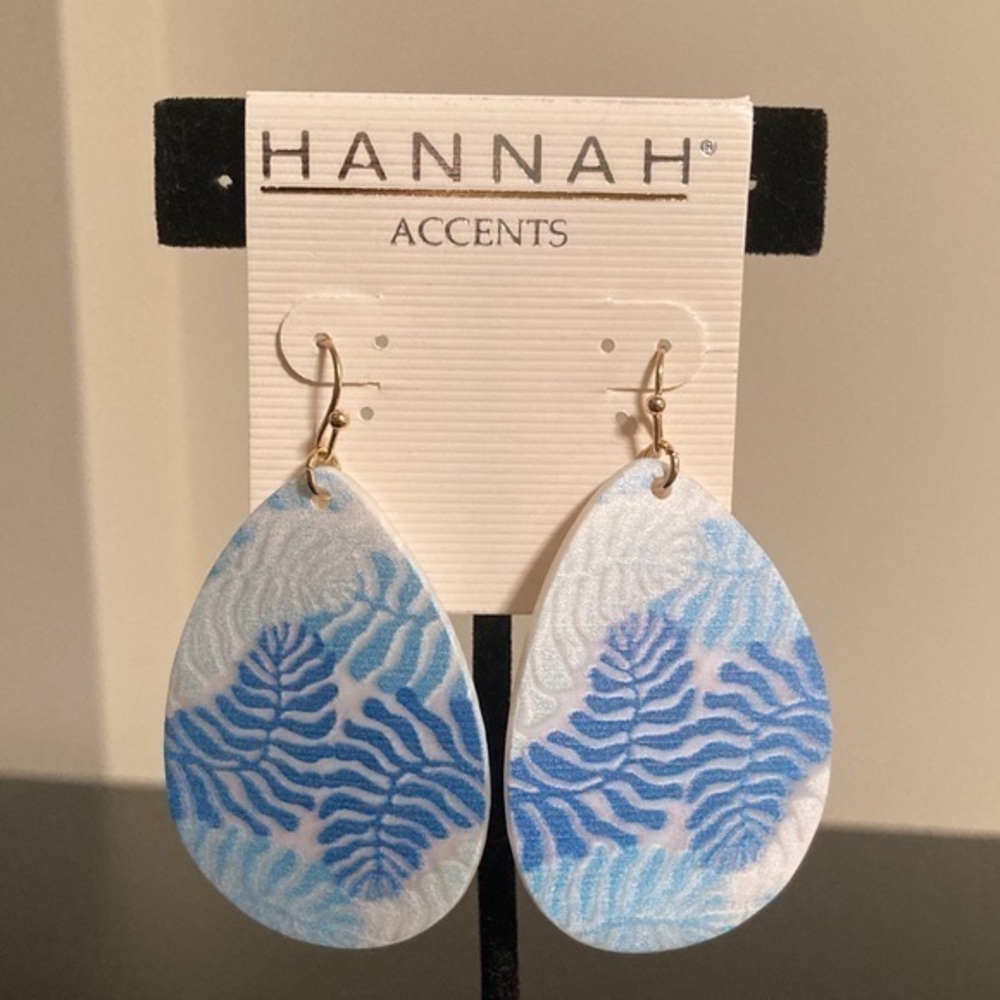 Hannah Blue and White Leaf Earrings